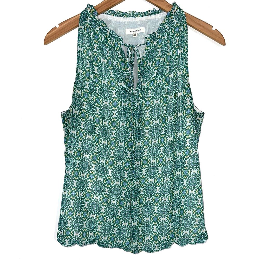 Max Studio Green Sleeveless Pattern Blouse Size Small